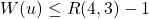 W(u)\leq R(4,3)-1