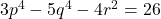 3p^4-5q^4-4r^2=26