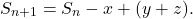 \[S_{n+1} = S_n-x+(y+z).\]